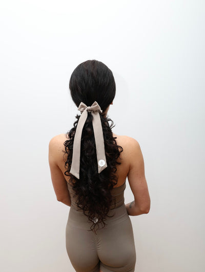 beige scrunchie for yoga pilates fitness