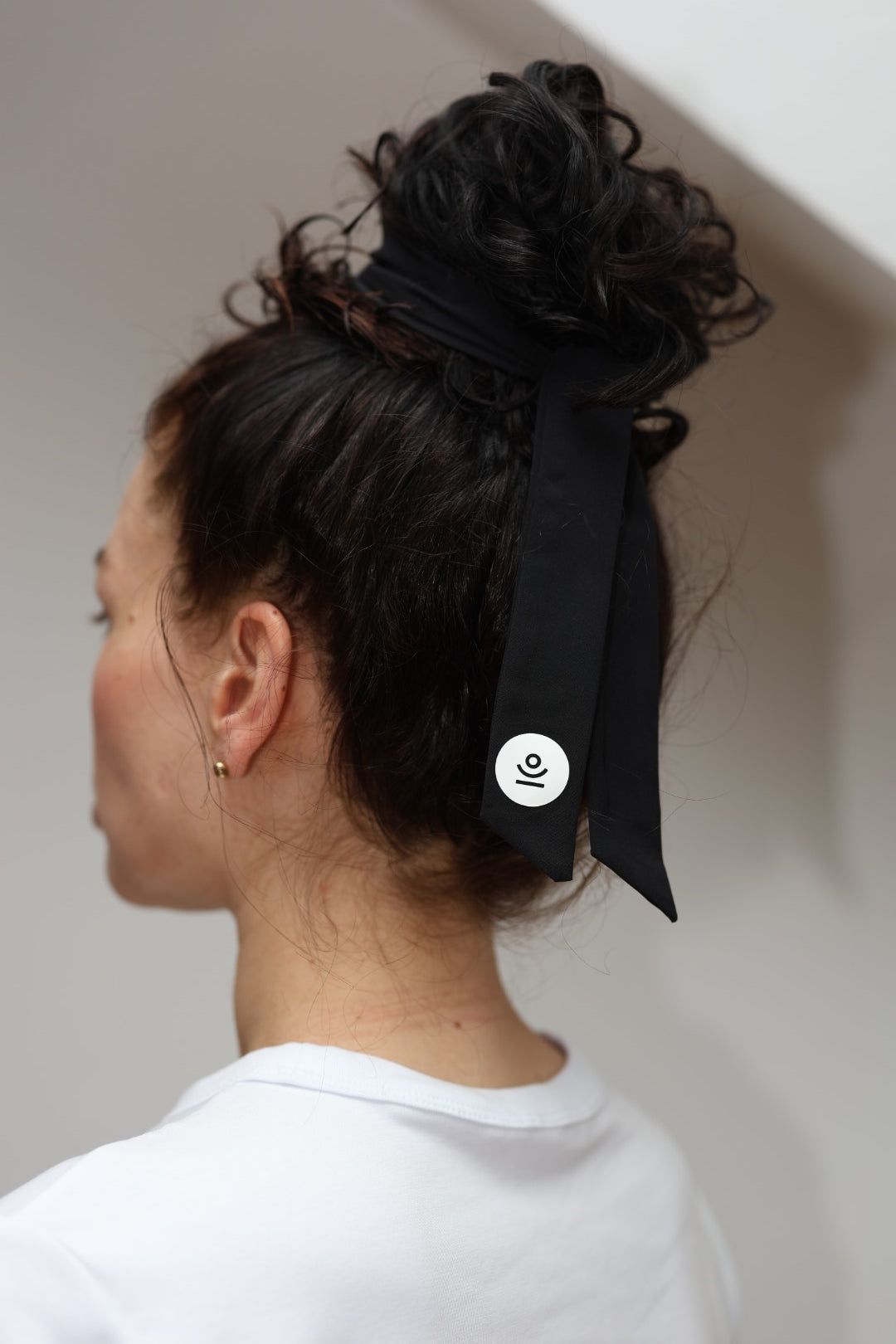 black yoga scrunchie with bow