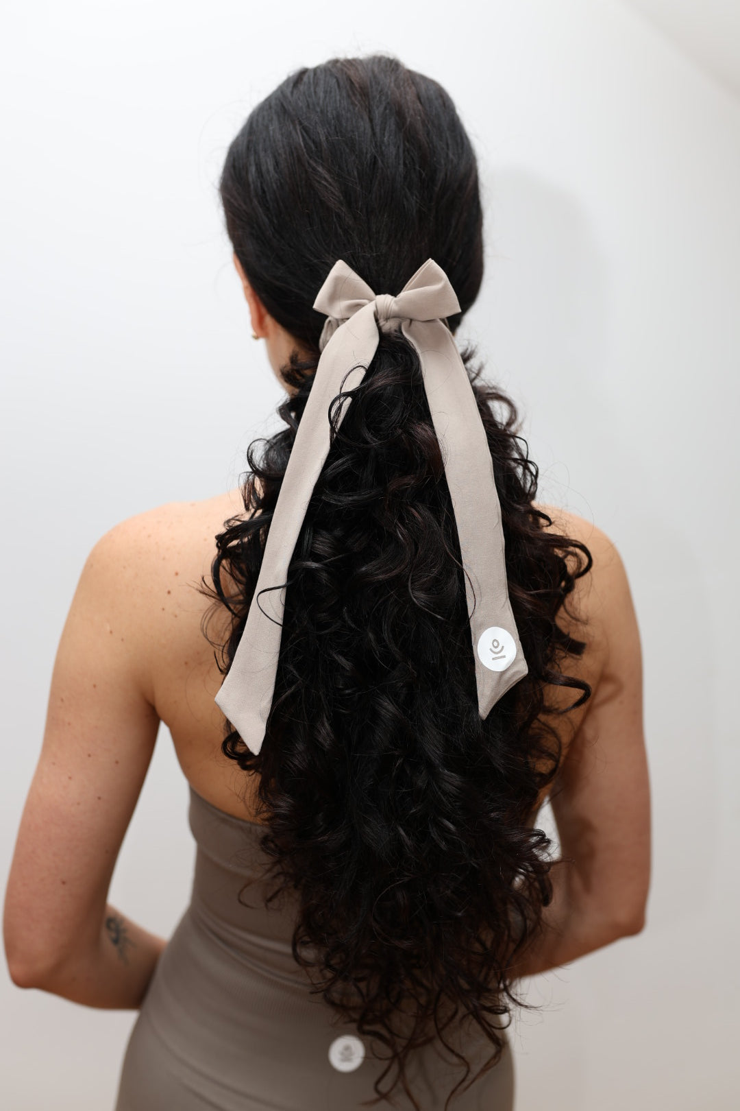 champagne hair scrunchie with bow