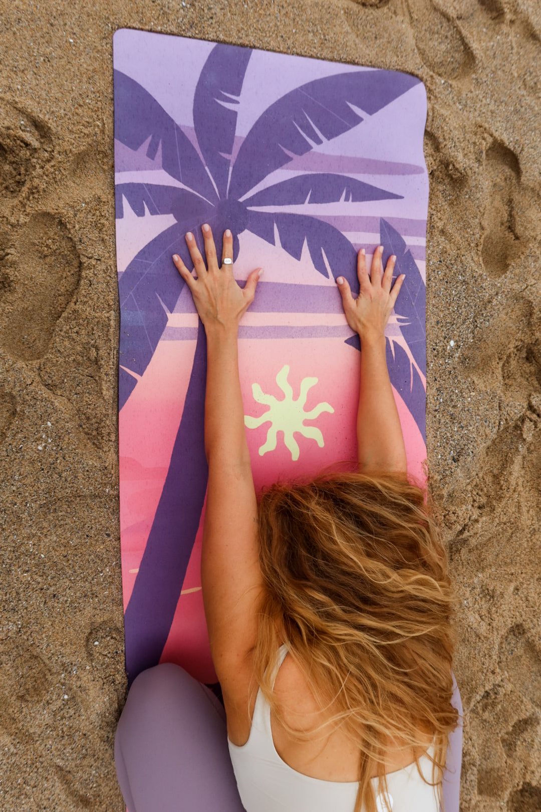 colourful pink yoga and fitnes mat tropical design