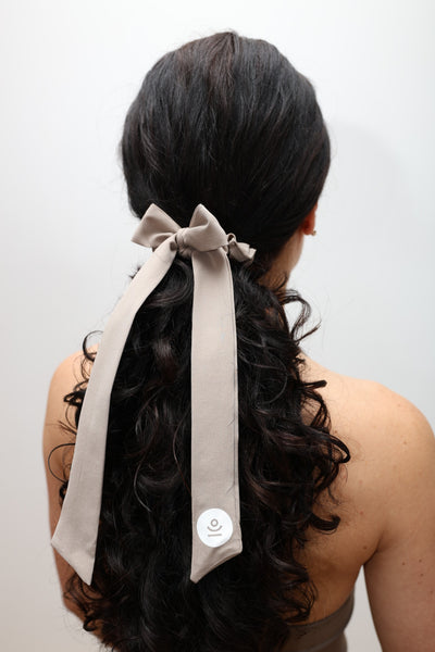 scrunchie with bow champagne colour